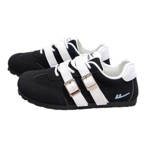 Warrior | Flat Comfortable Womens Sports Shoes Black Canvas Puff