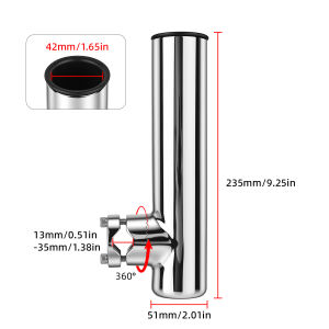 RYSJM | Marine Stainless Steel Fishing Tackle Rotatable Rod Holder With Clamp Clamp On Fishing Rod Holder Stand Bracket yacht accessorie