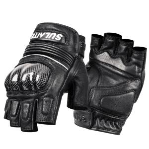 SULAITE | Summer Anti-slip Breathable Leather Motorcycle Gloves Half Finger