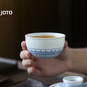 JOTO | Elegant Chinese Blue and White Tea Cup Set Personal Use