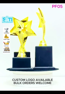 Star Shaped Plastic Trophy Screw Medal | Custom Logo Available PF05