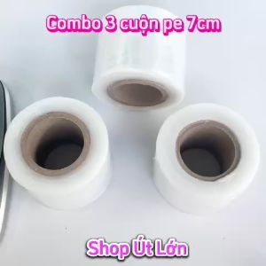 Combo 3 Cuộn Màng PE trong 7cm nặng 290gram rộng 7cm độ dầy màng 16 - 17 míc.