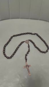 Hand-Knitted Cross-Border Rosary Wooden Bead Jewelry Jesus Christ Catholic Church Traditions Featuring Brown Crucifix Rosaries