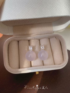 Elegant Chinese Style Light Purple Jade Core High Class Feeling Soft Ice Transparent Jade Core Stud Earrings