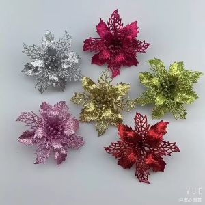 Hoa trạng nguyên bông lưới nhũ kim tuyến trang trí tháp bánh ngày tết