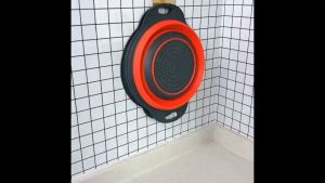 Round Silicone Folding Double Drainage Basket Fruit & Vegetable Cleaning Basket Kitchen Storage Basket