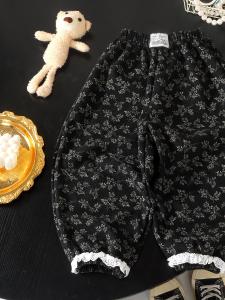Cute Casual Floral Lace Comfortable Corduroy Pants for Girls Autumn New Outerwear Leisure Trousers Korean Style Natural Waist Long Cotton