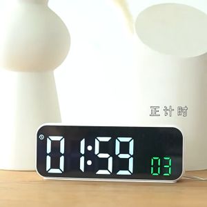 Digital Alarm Clock Temperature and Date Week Display Night Mode Table Clock Voice Control 12/24H Electronic LED