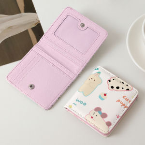 กระเป๋าใส่เหรียญแบบพกพาขนาดเล็ก 2-in-1 น่ารัก กระเป๋าใส่บัตร กระเป๋าสะพายไหล่แบบลำลองสำหรับผู้หญิง กระเป๋าสตางค์หนัง PU ลายการ์ตูน