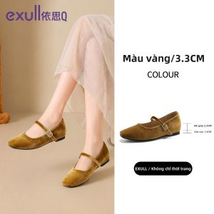 exull | Dép Đơn Mary Jane Da Lộn Vàng