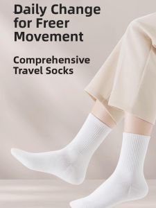 MONLEYTA | Disposable Mid-Calf Socks Thin Model Travel Business Trip Womens Style Throwaway No-Wash Compression Socks For Men And Women