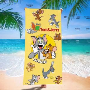 52TOYS | Khăn Tắm Bãi Biển Không Bám Cát Cổ Điển Tom & Jerry Khăn Tắm Du Lịch Mùa Hè Thấm Hút Dễ Thương Đa Năng 100% Polyester Cotton Chải Kỹ