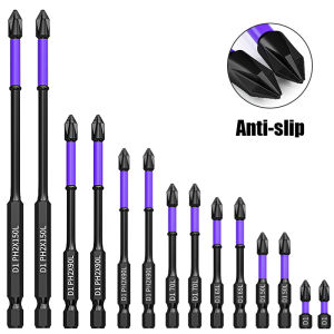 Magnetic Impact Phillips Bit & Anti-Slip Long Screwdriver Bit Set: Hex Shank Cross Impact Driver