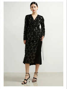 Stylish Fringed Beaded Fishtail Cut Half Skirt