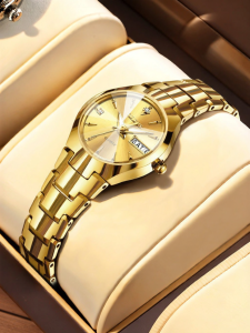 OLEVS | Luminous Water-Resistant Stainless Steel Diamond-Accented Womens Quartz Watch