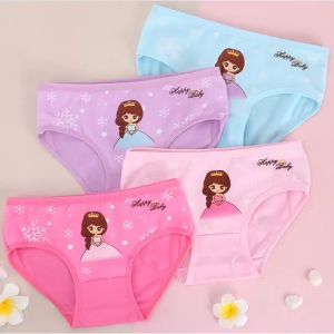 4pcs Girls Cotton Underwear Cute Princess Design Soft Breathable Kids Briefs Panties children panties random pick color