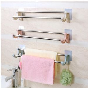 [Same Day Ship] Double Poles Bathroom Towel Rack Holder Bathroom Toilet Stainless Steel Hanging Towel Shelf Wall Mounted