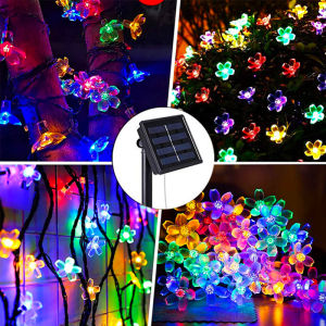 Solar LED Cherry blossoms Lights Holiday String Light Waterproof Fairy Garden Decor Outdoor Garland Christmas Decoration