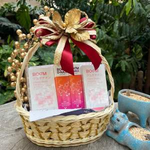 ตระกร้ากระเช้าเปล่า จัดของขวัญ จัดของมงคลขนาด7x9x11นิ้ว