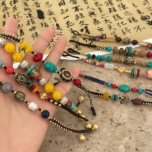 New Chinese Style Double Layer Woven Bracelet Womens Fashion Jewelry Ethnic Trend Fresh out Accessories Plant Floral Design