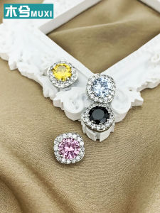 Nút Vải Đính Đá Rhinestone Cao Cấp Nút Áo Sơ Mi Váy Nút Cổ Áo Đính Đá Rhinestone Thủ Công Nút Trang Trí Cho Đồ Thủ Công DIY