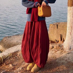 Red High Waist Loose Casual Wide Leg Pants Womens plus Size Spring New Style Luxury Sensation Long Trousers Korean Style