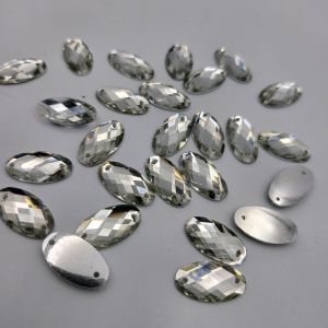 DIAMON RESIN KRISTAL MOTIF OVAL RATA UKURAN 8X10 MM WARNA PUTIH BERSIH KUALITAS AA KILAU BAGUS CANTIK PER LUSIN