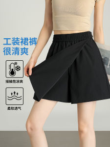 กางเกงขาสั้นทรงเอเอวสูงสีดำแห้งเร็วสำหรับผู้หญิง กางเกงขาสั้นสปอร์ต 5 นิ้ว ทรงหลวม ใส่ได้ทั้งในและกลางแจ้ง ทรงสลิมฟิต กางเกงขายาวทรงเอ