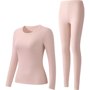 CarbinKoneer | CarbinKoneer Womens Thermal Underwear Set Fleece Lined Thickened Autumn Winter New Style Warm Comfortable Long Sleeve Round Neck