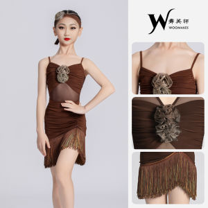 Latin Dance Costume Short Sleeve Bowed Hem Neckline Womens Standard Dance Outfit Spring Autumn New Style Practice Suit