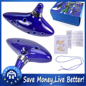 【Local delivery】 Blue Musical Instrument Ocarina Flute 12 Hole Ocarina Ceramic Alto C Legend Of Ocarina Flute Ocarina Accessories HSQ-Ocarina-Flute