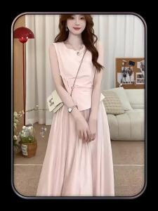AICAILIN | Đầm Áo Gile Màu Hồng Nhẹ Nhàng Cho Phụ Nữ Mùa Hè