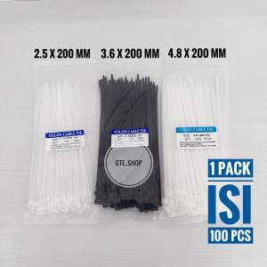 Kabel Ties 20cm (200mm) Kabel Ties 2.5 x 200mm / Cabel Ties 3.6 x 200mm / Kabel Tie 4.8 x 200mm PROMO TERMURAH 1 pack isi 100pcs / Kabel Ties Putih / Kabel Ties Hitam /Kabel Pengikat/ Cabel Tie
