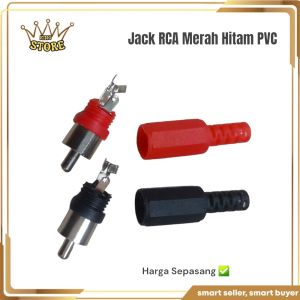 Jack Plastik RCA Merah Hitam Sepasang Jek Audio Konektor