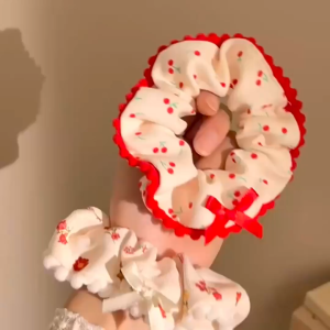 BW-C1431 Scrunchie Renda Ikat Rambut Wanita / Kunciran Cepol Bunga Estetik Anak Perempuan Hiasan