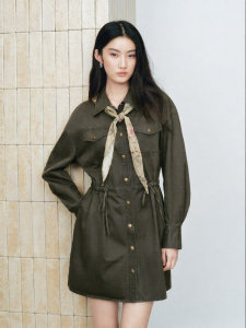 PEACEBIRD | Workwear Style Long Sleeve Waist Accentuating Dress