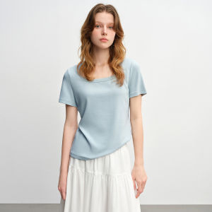 DUSHU | Slimming High Elastic Straight Shoulder V Neck T-Shirt