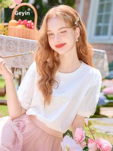 HEYINI | Áo Thun Dáng Rộng Tay Bồng Thiết Kế Mới Cho Mùa Hè