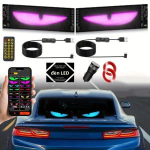 Đèn LED Mắt Quỷ Linh Hoạt Nhiều Màu Sắc Động Lập Trình Được Bảng Hiển Thị Ma Trận Tự Chế Cho Ô Tô Xe Máy Kính Chắn Gió