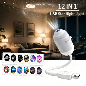 2 in 1 Star Galaxy Projector Light Car Interior Roof Ambient USB Projection Lamp Manual Focus Atmosphere Starry Sky Night Light