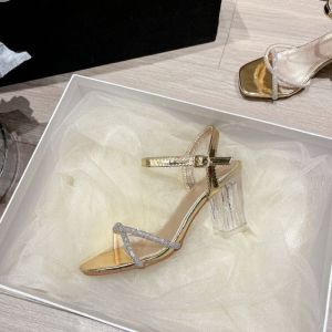 TYK 3218-2 ELEGANT RHINESTONES STRAP CLEAR HEELS SANDALS FOR WOMEN