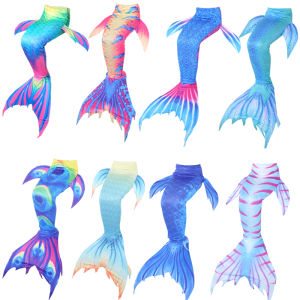 3-13 ปี Little Mermaid หางเด็ก Memaid ชุดว่ายน้ําเด็ก Mermaid TAIL สําหรับว่ายน้ํากับ Garland สร้อยคอ