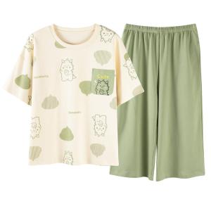 Bộ đồ ngủ MiiOW cho nữ vải cotton 100% có đệm ngực thoáng khí in hoạt hình