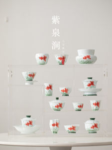ZiQuanJian JOJOS L. PD. Hand-Painted Ceramic Tea Cup White Clay Fish Game Underglaze Chinese Style Tea Set from Mainland China