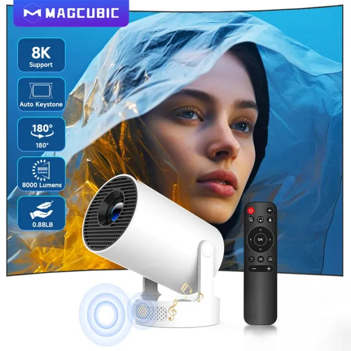 HY300Pro+ Voice Control Projector 8K Android 14 Beam 8000 Lumens Wifi6 BT5.4 Cinema Outdoor portable add Airmouse