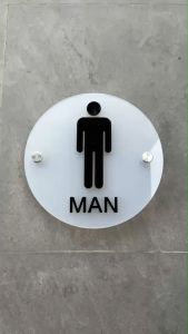 ป้ายห้องน้ำพร้อมหมุดลอย (อะคริลิคสีขุ่น on top สัญลักษณ์และตัวอักษร 3มิติ) เรียบหรู ดูแพง แต่ราคาย่อมเยาว์