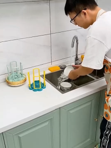 Expandable dish rack for home kitchen sink dish drainer desktop plate and bowl storage shelf