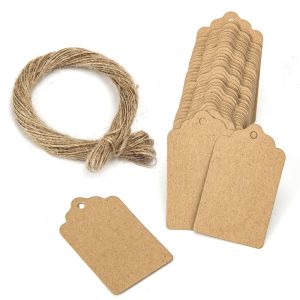 Gift Tags with String 100pcs Brown Paper Gift Tags Kraft Luggage Labels with String Blank Parcel Price Tag for Gifts Wedding