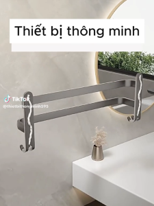 Thanh treo khăn nhà tắm màu xám dài 50cm chất liệu nhôm cao cấp lắp đặt không cần khoan