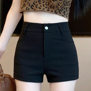 Quần Short Công Sở Màu Đen Cạp Cao Ôm Vừa Vặn Mùa Hè 2025 Quần Bó Chữ a Gợi Cảm Cho Nữ Quần Dài Thường Ngày Bằng Vải Polyester